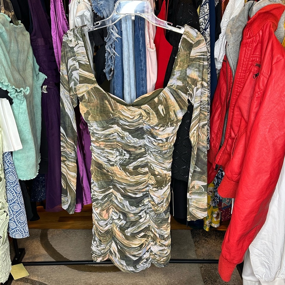 Camouflage Long Sleeve Dress
